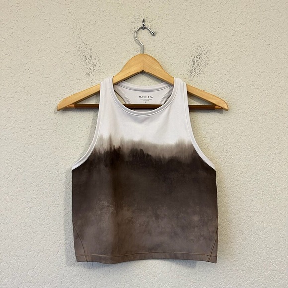 ATHLETA Shanti Watercolor Stripe Crop Racerback Tank Top #568115 - Picture 3 of 9